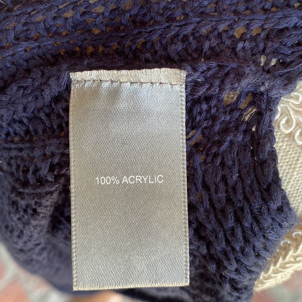NWT - Marled Sleeveless Crewneck Acrylic Knit Sweater in Navy Blue Size: XS - Picture 5 of 6